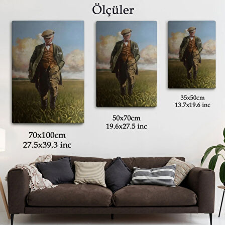 Mustafa Kemal Atatürk Tarlada Dekoratif Kanvas Tablo, Duvar Dekoru 6132