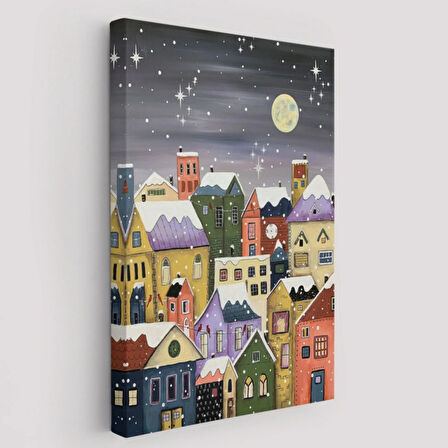 Kış Gecesi Londra Dekoratif Kanvas Tablo, Duvar Dekoru 6145