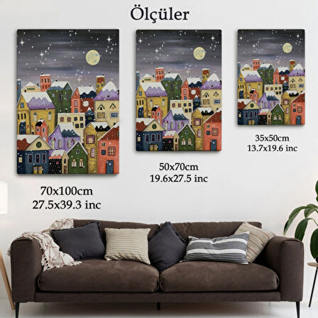 Kış Gecesi Londra Dekoratif Kanvas Tablo, Duvar Dekoru 6145