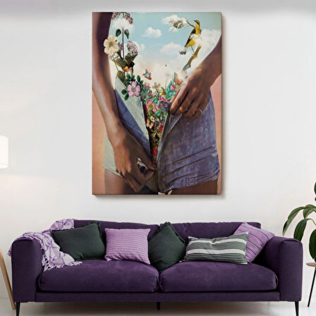 Kadının İçinde Çiçek Bahçesi Dekoratif Kanvas Tablo, Duvar Dekoru 6152