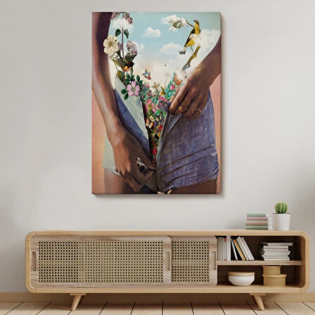 Kadının İçinde Çiçek Bahçesi Dekoratif Kanvas Tablo, Duvar Dekoru 6152