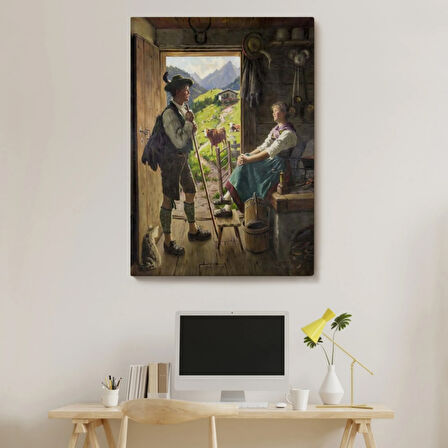 İsviçre Alpleri ve Aşıklar Dekoratif Kanvas Tablo, Duvar Dekoru 6164