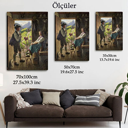 İsviçre Alpleri ve Aşıklar Dekoratif Kanvas Tablo, Duvar Dekoru 6164