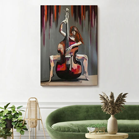 Çello Virtüözü Kadın Dekoratif Kanvas Tablo, Duvar Dekoru 6167