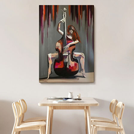 Çello Virtüözü Kadın Dekoratif Kanvas Tablo, Duvar Dekoru 6167