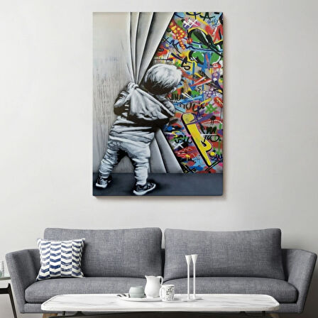 Sokak Sanatı PopArt Banksy Tarz Dekoratif Kanvas Tablo, Duvar Dekoru 6168