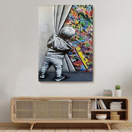 Sokak Sanatı PopArt Banksy Tarz Dekoratif Kanvas Tablo, Duvar Dekoru 6168