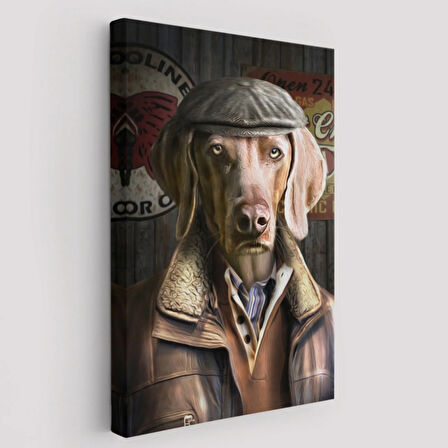 İnsan Görünümlü Köpek Dekoratif Kanvas Tablo, Duvar Dekoru 6178