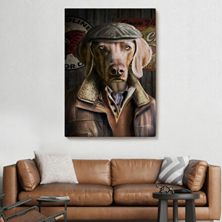 İnsan Görünümlü Köpek Dekoratif Kanvas Tablo, Duvar Dekoru 6178