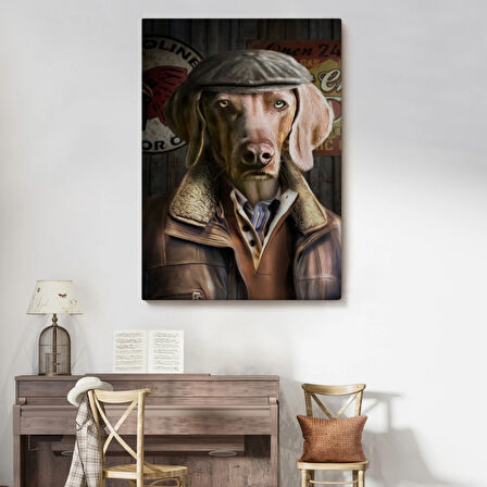 İnsan Görünümlü Köpek Dekoratif Kanvas Tablo, Duvar Dekoru 6178