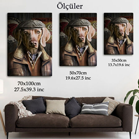 İnsan Görünümlü Köpek Dekoratif Kanvas Tablo, Duvar Dekoru 6178