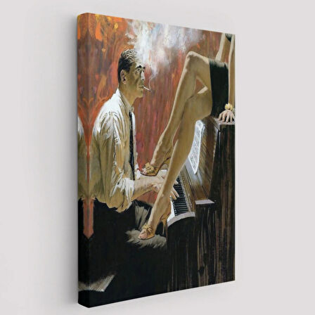 Piyano Virtüözü Adam Ve Kadın Dekoratif Kanvas Tablo, Duvar Dekoru 6191