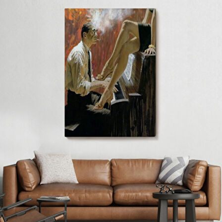 Piyano Virtüözü Adam Ve Kadın Dekoratif Kanvas Tablo, Duvar Dekoru 6191