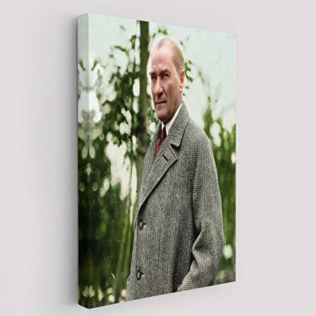 Paltolu Mustafa Kemal Atatürk Fotoğrafı Dekoratif Kanvas Tablo, Duvar Dekoru 6199