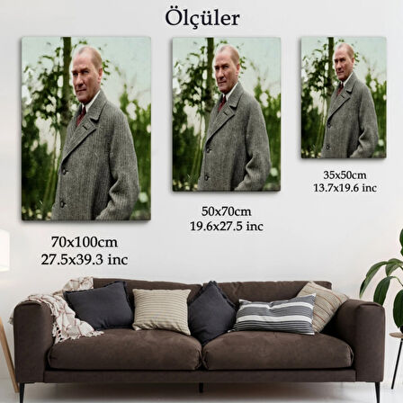 Paltolu Mustafa Kemal Atatürk Fotoğrafı Dekoratif Kanvas Tablo, Duvar Dekoru 6199