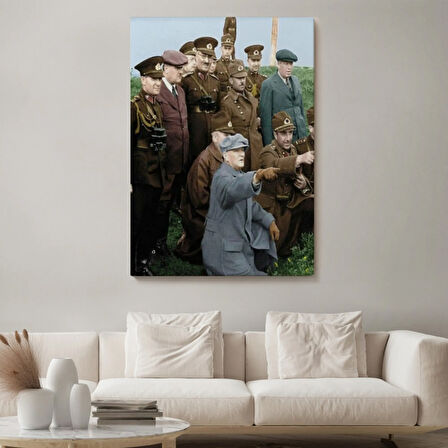 Atatürk ve Silah Arkadaşları Cephede Dekoratif Kanvas Tablo, Duvar Dekoru 6211