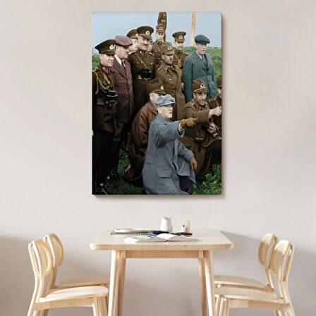 Atatürk ve Silah Arkadaşları Cephede Dekoratif Kanvas Tablo, Duvar Dekoru 6211