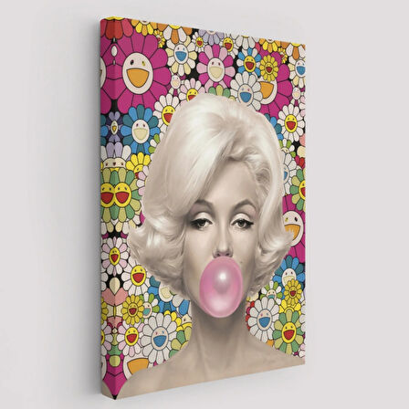 Marilyn Monroe ve Pembe Balon Dekoratif Kanvas Tablo, Duvar Dekoru 6217