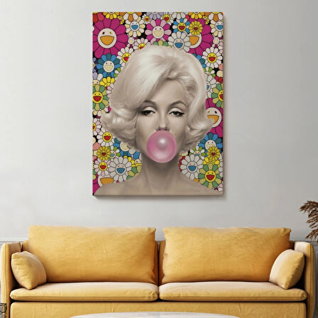 Marilyn Monroe ve Pembe Balon Dekoratif Kanvas Tablo, Duvar Dekoru 6217