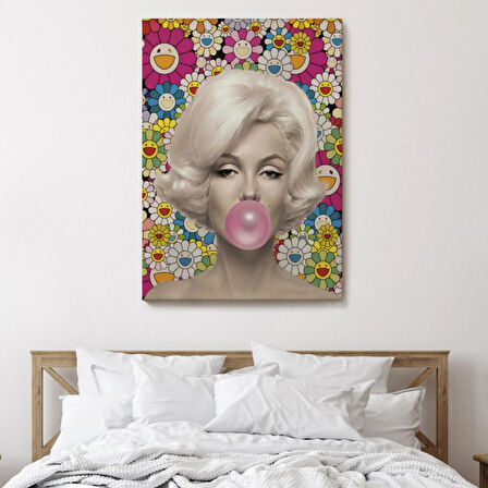 Marilyn Monroe ve Pembe Balon Dekoratif Kanvas Tablo, Duvar Dekoru 6217