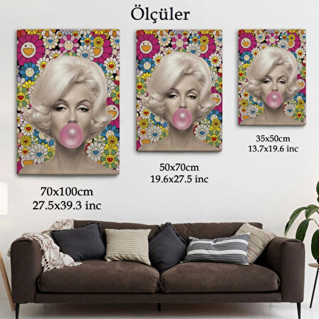 Marilyn Monroe ve Pembe Balon Dekoratif Kanvas Tablo, Duvar Dekoru 6217