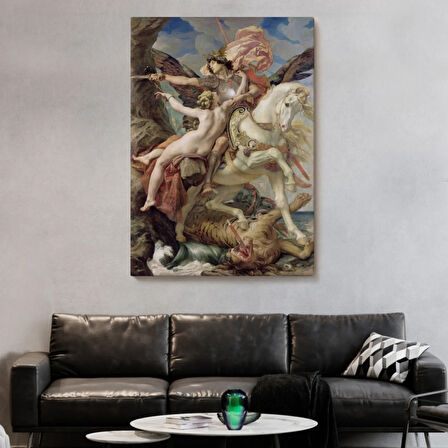 Ruggiero ve Angelica Eseri Joseph Paul Dekoratif Kanvas Tablo, Duvar Dekoru 6218