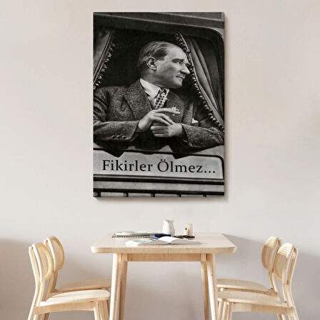 Doğu Ekspresinde Atatürk Fotoğrafı Dekoratif Kanvas Tablo, Duvar Dekoru 6222