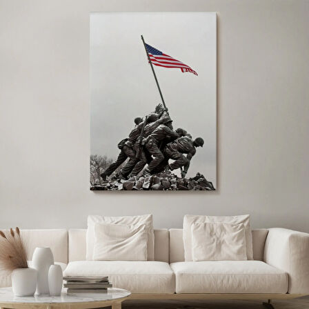 Bayrak Diken Amerikalı Askerler Dekoratif Kanvas Tablo, Duvar Dekoru 6228