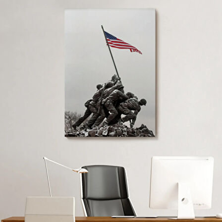 Bayrak Diken Amerikalı Askerler Dekoratif Kanvas Tablo, Duvar Dekoru 6228