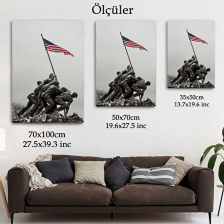 Bayrak Diken Amerikalı Askerler Dekoratif Kanvas Tablo, Duvar Dekoru 6228