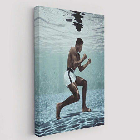 Boksor Muhammet Ali Sualtı Antremanı Dekoratif Kanvas Tablo, Duvar Dekoru 6234