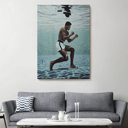 Boksor Muhammet Ali Sualtı Antremanı Dekoratif Kanvas Tablo, Duvar Dekoru 6234