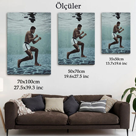 Boksor Muhammet Ali Sualtı Antremanı Dekoratif Kanvas Tablo, Duvar Dekoru 6234