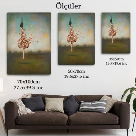 Çiçek Kıyafetli Kadın Dekoratif Kanvas Tablo, Duvar Dekoru 6281