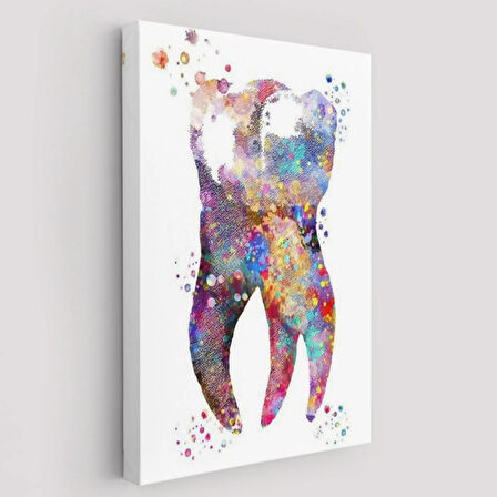 Renkli Diş, Diş Kliniği Dekoratif Kanvas Tablo, Duvar Dekoru 6283