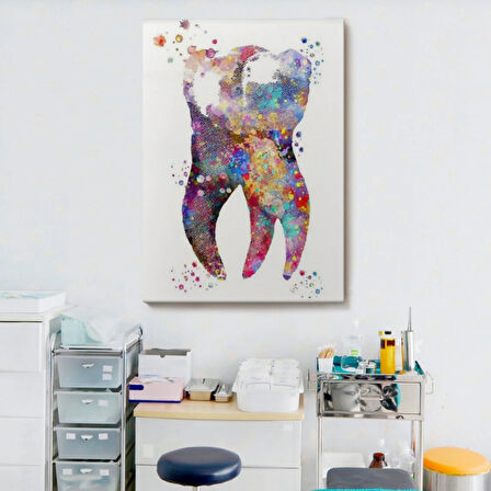 Renkli Diş, Diş Kliniği Dekoratif Kanvas Tablo, Duvar Dekoru 6283