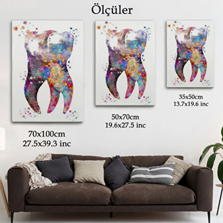 Renkli Diş, Diş Kliniği Dekoratif Kanvas Tablo, Duvar Dekoru 6283