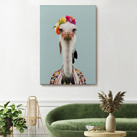 İnsan Görünümlü Deve Kuşu Dekoratif Kanvas Tablo, Duvar Dekoru 6286