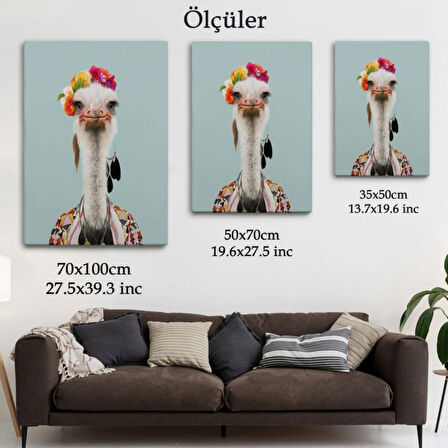 İnsan Görünümlü Deve Kuşu Dekoratif Kanvas Tablo, Duvar Dekoru 6286