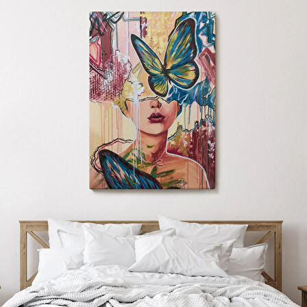 Kadın Portresi Renkli Sürreal Dekoratif Kanvas Tablo, Duvar Dekoru 6297