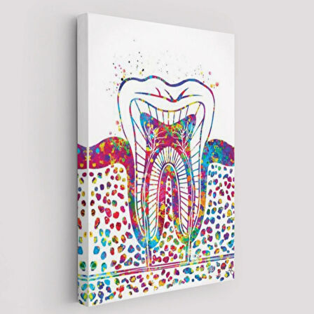 Renkli Diş, Diş Kliniği Dekoratif Kanvas Tablo, Duvar Dekoru 6300