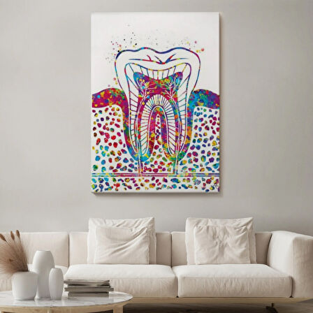 Renkli Diş, Diş Kliniği Dekoratif Kanvas Tablo, Duvar Dekoru 6300