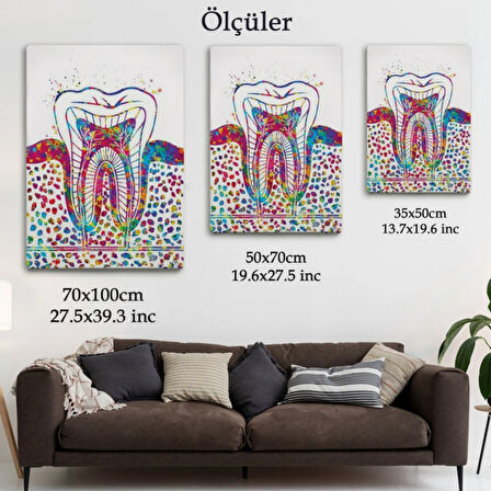 Renkli Diş, Diş Kliniği Dekoratif Kanvas Tablo, Duvar Dekoru 6300