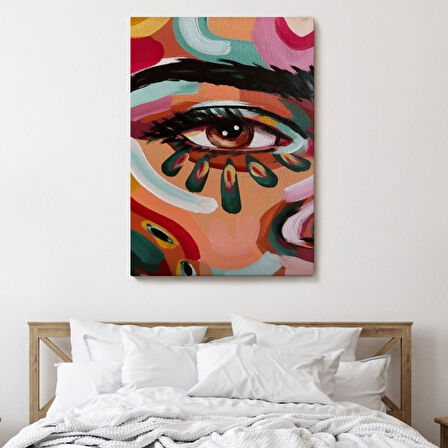 Yağlıboya Görünüm Renkli Kadın Dekoratif Kanvas Tablo, Duvar Dekoru 6321