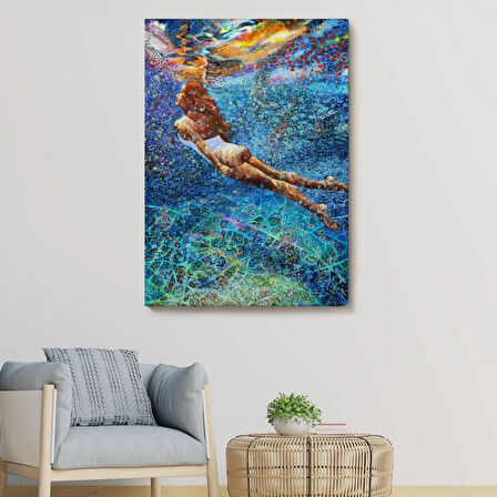 Su Altındaki Kız Dekoratif Kanvas Tablo, Duvar Dekoru 6334