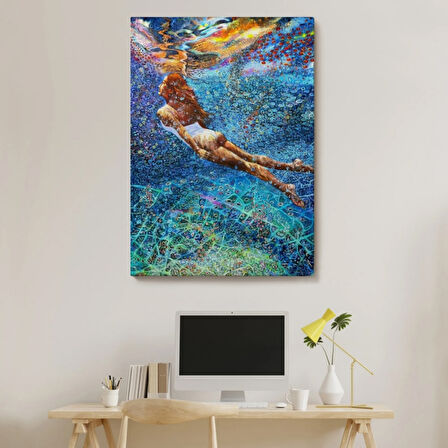 Su Altındaki Kız Dekoratif Kanvas Tablo, Duvar Dekoru 6334