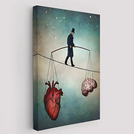 Kalp ile Akıl Arasındaki Balans Dekoratif Kanvas Tablo, Duvar Dekoru 6363