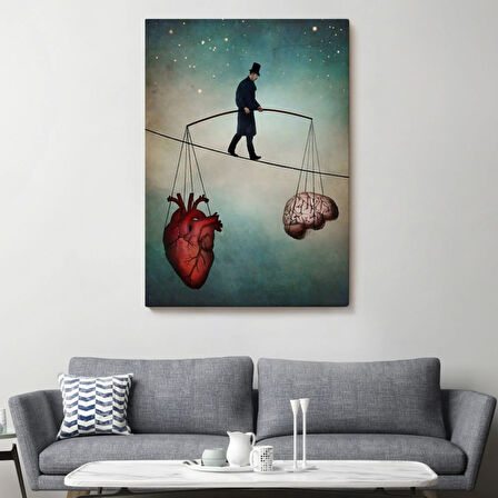 Kalp ile Akıl Arasındaki Balans Dekoratif Kanvas Tablo, Duvar Dekoru 6363