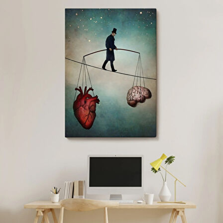 Kalp ile Akıl Arasındaki Balans Dekoratif Kanvas Tablo, Duvar Dekoru 6363