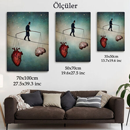 Kalp ile Akıl Arasındaki Balans Dekoratif Kanvas Tablo, Duvar Dekoru 6363